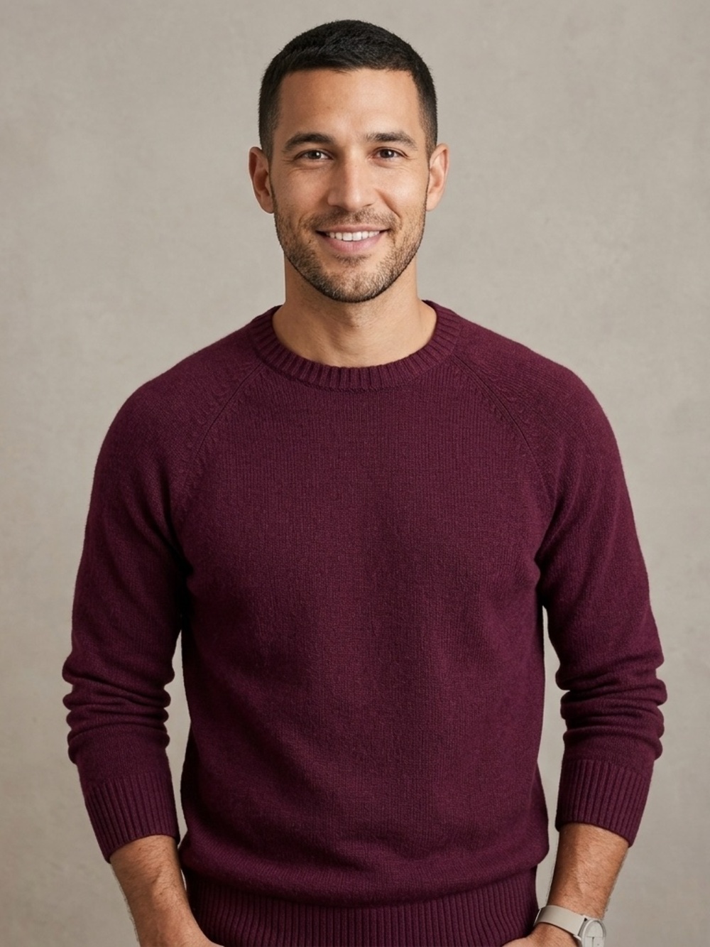 J.Crew Men's Crewneck Sweater Burgundy Lambs Wool Size M/MSRP $89.00